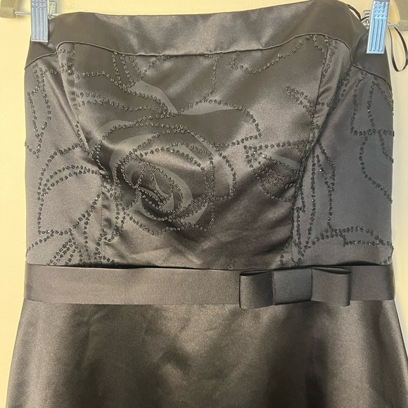 ABS Allen Schwartz Womens Black Cocktail Dress 12 Strapless  A-Line Prom Preppy - Picture 7 of 16